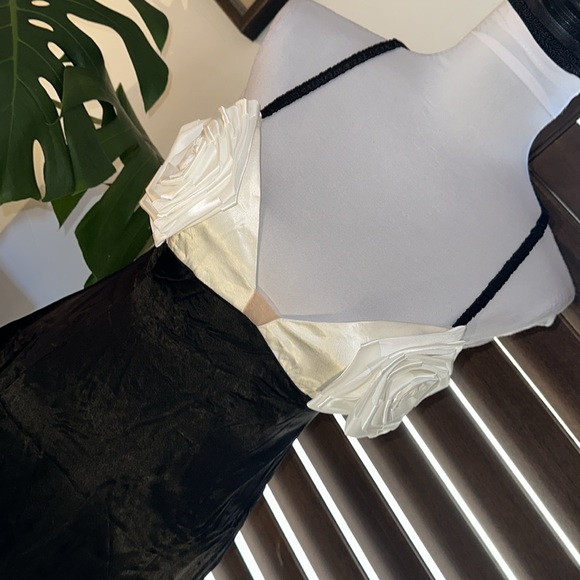 For love & Lemons🖤🤍 Midi Dress w/ roses• NWT • MEDIUM - Picture 7 of 12